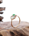 Baikalla Jewelry Jadeite Engagement Ring Baikalla™ "Elora" 18k Rose Gold Natural Ice & Imperial Jadeite Engagement Ring With Rubies & Diamonds