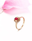 Baikalla Jewelry Gold Ruby Ring Baikalla™ 18k Rose Gold & Natural A Ruby (1/2 ct ) Ring With Diamonds