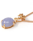 Baikalla Jewelry 18k Rose Gold Genuine Burmese Lavender Jadeite Pendant Necklace With Diamond
