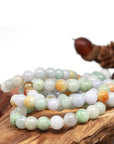 Baikalla Jewelry jade beads bracelet 6.5 inches Genuine Jadeite Jade Round Multiple Colors Beads Bracelet (9.5 mm)