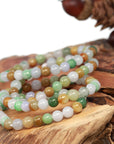 Baikalla Jewelry jade beads bracelet 6.5 inches Genuine Jadeite Jade Round Multiple Colors Beads Bracelet ( 7 mm )
