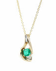 Baikalla Jewelry Gemstone Pendant Necklace 18k Yellow Gold Natural 4.23ct GIA Colombia Emerald Free From Necklace With Diamonds