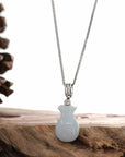 Baikalla Jewelry Jade Pendant Natural Lavender Jadeite Jade Lucky HuLu Pendant Necklace With 14k White Gold Diamond Bail