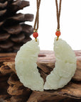 Baikalla Jewelry Jade Pendant Necklace Baikalla™ "Dragon & Phoenix" Genuine HeTian White Nephrite Jade Pendant Necklace