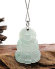 Baikalla Jewelry Jade Guanyin Pendant Necklace Baikalla 14k "Goddess of Compassion" Genuine Burmese Jadeite Jade Guanyin Pendant With VS1 Diamond Bail