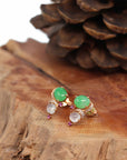 Baikalla Jewelry Gold Jade Earrings 18K Rose Gold Multi Color Jadeite Jade Stud Earrings