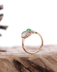 Baikalla Jewelry Jadeite Engagement Ring Baikalla™ "Elora" 18k Rose Gold Natural Ice & Imperial Jadeite Engagement Ring With Rubies & Diamonds