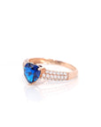 Baikalla Jewelry Gold Sapphire Ring 5 18k Rose Gold Lab-Created Sapphire Ring With CZ