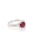 Baikalla Jewelry Gold Ruby Ring 18k White Gold Natural Oval Ruby Diamond Anniversary Ring