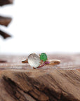 Baikalla Jewelry Jadeite Engagement Ring Baikalla™ "Elora" 18k Rose Gold Natural Ice & Imperial Jadeite Engagement Ring With Rubies & Diamonds