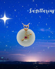 Baikalla Jewelry Gold Jadeite Pendant 18k Rose Gold Genuine Jadeite Constellation Horoscope (Sagittarius) Necklace Pendant with Diamonds & Tourmaline