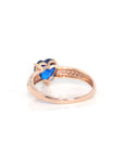 Baikalla Jewelry Gold Sapphire Ring 18k Rose Gold Lab-Created Sapphire Ring With CZ