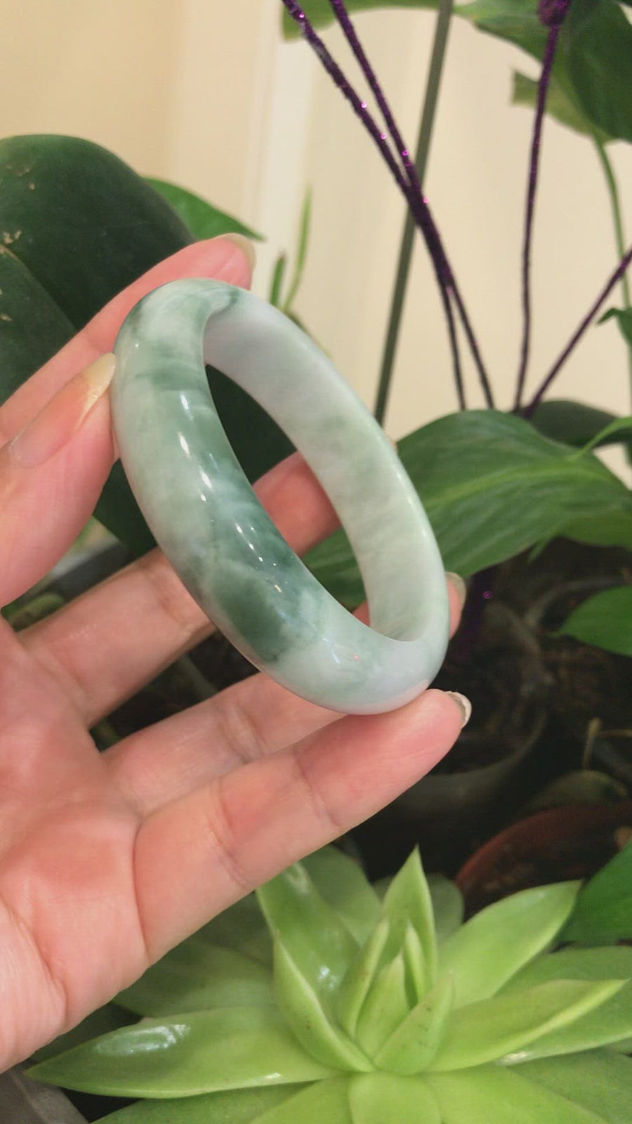 Real Burmese Jadeite Jade Bangle Bracelet (57.3 mm ) #467