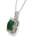 Baikalla Jewelry Silver Jadeite Necklace Baikalla™ Sterling Silver Jadeite Jade Classic Pendant Necklace With CZ