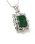 Baikalla Jewelry Silver Jadeite Necklace Baikalla™ Sterling Silver Jadeite Jade Classic Pendant Necklace With CZ
