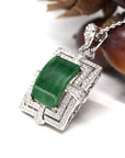 Baikalla Jewelry Silver Jadeite Necklace Baikalla™ Sterling Silver Jadeite Jade Classic Pendant Necklace With CZ