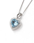Baikalla Jewelry Silver Topaz Necklace Sterling Silver Natural Topaz Love Heart Pendant Necklace With CZ