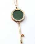 Baikalla Jewelry Gold Jadeite Necklace Baikalla™ "Lucky Key" 18k Rose Gold Jadeite Jade Key Pendant Necklace With Diamond