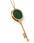 Baikalla Jewelry Gold Jadeite Necklace Baikalla™ "Lucky Key" 18k Rose Gold Jadeite Jade Key Pendant Necklace With Diamond