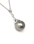 Baikalla Jewelry Gold Jadeite Necklace Baikalla Jewelry™ 18k Gold Round Black Tahitian South Sea Cultured Pearl & Diamond Pendant Necklace for Women in AAA Quality