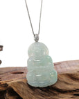 Baikalla Jewelry Jade Guanyin Pendant Necklace Baikalla 14k "Goddess of Compassion" Genuine Burmese Jadeite Jade Guanyin Pendant With VS1 Diamond Bail