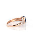 Baikalla Jewelry Gold Sapphire Ring 18k Rose Gold Lab-Created Sapphire Ring With CZ