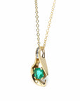 Baikalla Jewelry Gemstone Pendant Necklace 18k Yellow Gold Natural 4.23ct GIA Colombia Emerald Free From Necklace With Diamonds
