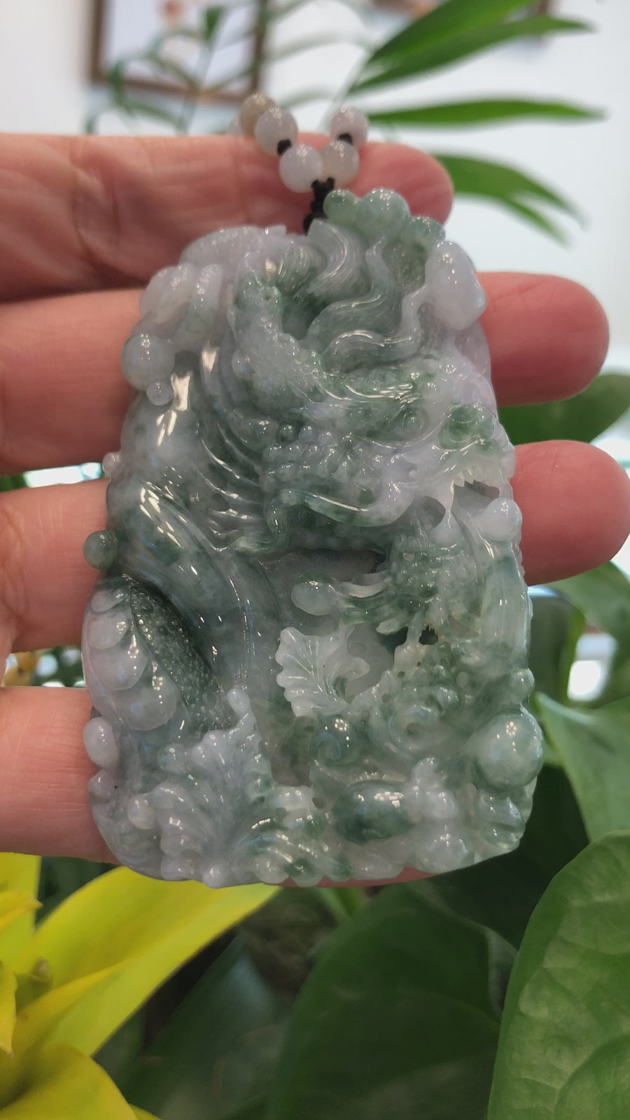 "Soaring Dragon" Natural Jadeite Jade Blue Green Pendant Necklace For Men, Collectibles.
