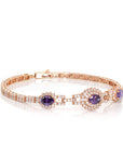 Baikalla Jewelry Gold Jade Bracelet Baikalla 18k Rose Gold Natural Amethyst Bracelet with CZ