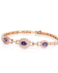 Baikalla Jewelry Gold Jade Bracelet Baikalla 18k Rose Gold Natural Amethyst Bracelet with CZ