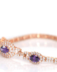 Baikalla Jewelry Gold Jade Bracelet Baikalla 18k Rose Gold Natural Amethyst Bracelet with CZ