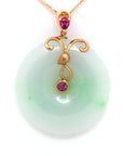 Baikalla Jewelry Jade Pendant 18k Rose Gold Genuine Burmese Jadeite Constellation (Aries) Necklace Pendant with Tourmaline