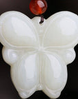 Baikalla Jewelry Jade Carving Necklace Genuine Nephrite White Jade Butterfly Necklace