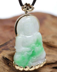 Baikalla Jewelry Jade Guanyin Pendant Necklace Baikalla 14k "Goddess of Compassion" Genuine Burmese Jadeite Jade Guanyin Lotus Necklace
