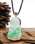 Baikalla Jewelry Jade Guanyin Pendant Necklace Baikalla 14k "Goddess of Compassion" Genuine Burmese Jadeite Jade Guanyin Lotus Necklace