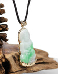 Baikalla Jewelry Jade Guanyin Pendant Necklace Baikalla 14k "Goddess of Compassion" Genuine Burmese Jadeite Jade Guanyin Lotus Necklace