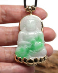 Baikalla Jewelry Jade Guanyin Pendant Necklace Baikalla 14k "Goddess of Compassion" Genuine Burmese Jadeite Jade Guanyin Lotus Necklace
