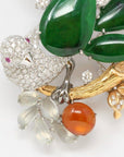 Baikalla Jewelry 18k Gold Jadeite Necklace "Bird on A Tree" Baikalla Jewelry Signature Neck-piece Brooch Necklace