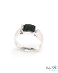 Baikalla Jewelry Gold Jadeite Jade Ring Genuine Burmese Black Jadeite Jade Engagement Men's Ring Unfinished