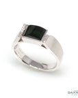 Baikalla Jewelry Gold Jadeite Jade Ring Genuine Burmese Black Jadeite Jade Engagement Men's Ring Unfinished