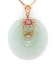 Baikalla Jewelry Gold Jadeite Pendant 18k Rose Gold Genuine Jade Jadeite Constellation Horoscope (Cancer) Necklace Pendant with Ruby