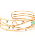 Baikalla Jewelry Gold Jade Bracelet 18k Rose Gold Oval Bracelet Bangle with Jade & Diamonds