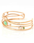 Baikalla Jewelry Gold Jade Bracelet 18k Rose Gold Oval Bracelet Bangle with Jade & Diamonds