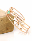 Baikalla Jewelry Gold Jade Bracelet 18k Rose Gold Oval Bracelet Bangle with Jade & Diamonds