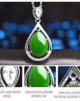 Baikalla Jewelry Nephrite Jade Necklace Genuine Green Nephrite Jade Tear Drop Pendant Necklace With CZ