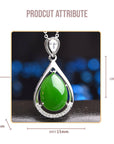 Baikalla Jewelry Nephrite Jade Necklace Genuine Green Nephrite Jade Tear Drop Pendant Necklace With CZ