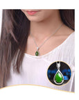 Baikalla Jewelry Nephrite Jade Necklace Genuine Green Nephrite Jade Tear Drop Pendant Necklace With CZ