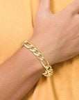 Baikalla Jewelry 14K Yellow Gold Pendant 14K 10 mm Solid Flat Figaro with Lobster Clasp Yellow Gold Bracelet