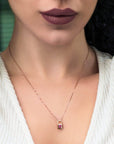 Baikalla Jewelry Gemstone Pendant Necklace Baikalla "6 in 1" 18K Rose Gold Baby Pink Tourmaline & Diamond Love-Lock Pendant Necklace