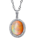 Baikalla Jewelry Opal Jewelry Baikalla™ "Ethiopian Opal" 18k gold Ethiopian Opal Pendant W/Diamonds